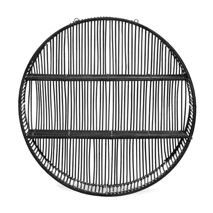 Reigate Large Black Rattan Wall Shelf