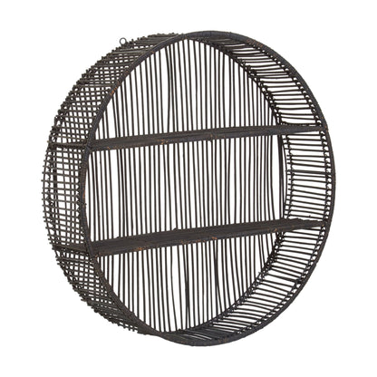Reigate Large Black Rattan Wall Shelf