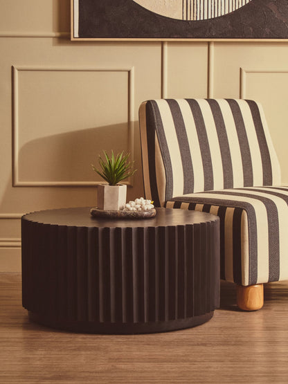 Fakenham Round Black Mango Wood Carved Ridge Coffee Table