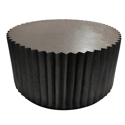 Fakenham Round Black Mango Wood Carved Ridge Coffee Table