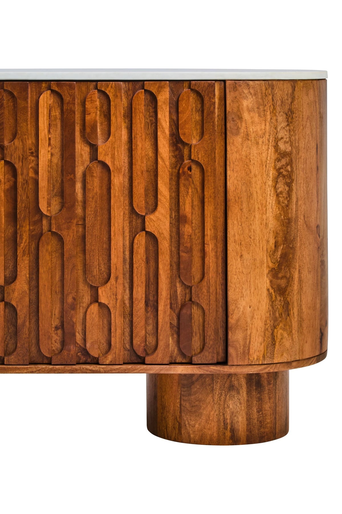 Studland Marble and Carved Mango Wood Two Door Sideboard