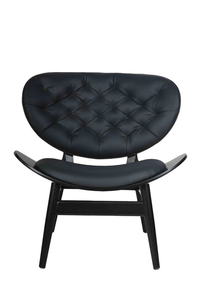 Harrogate Black Leather Effect Chair with Elm Wood Frame (W79cm)