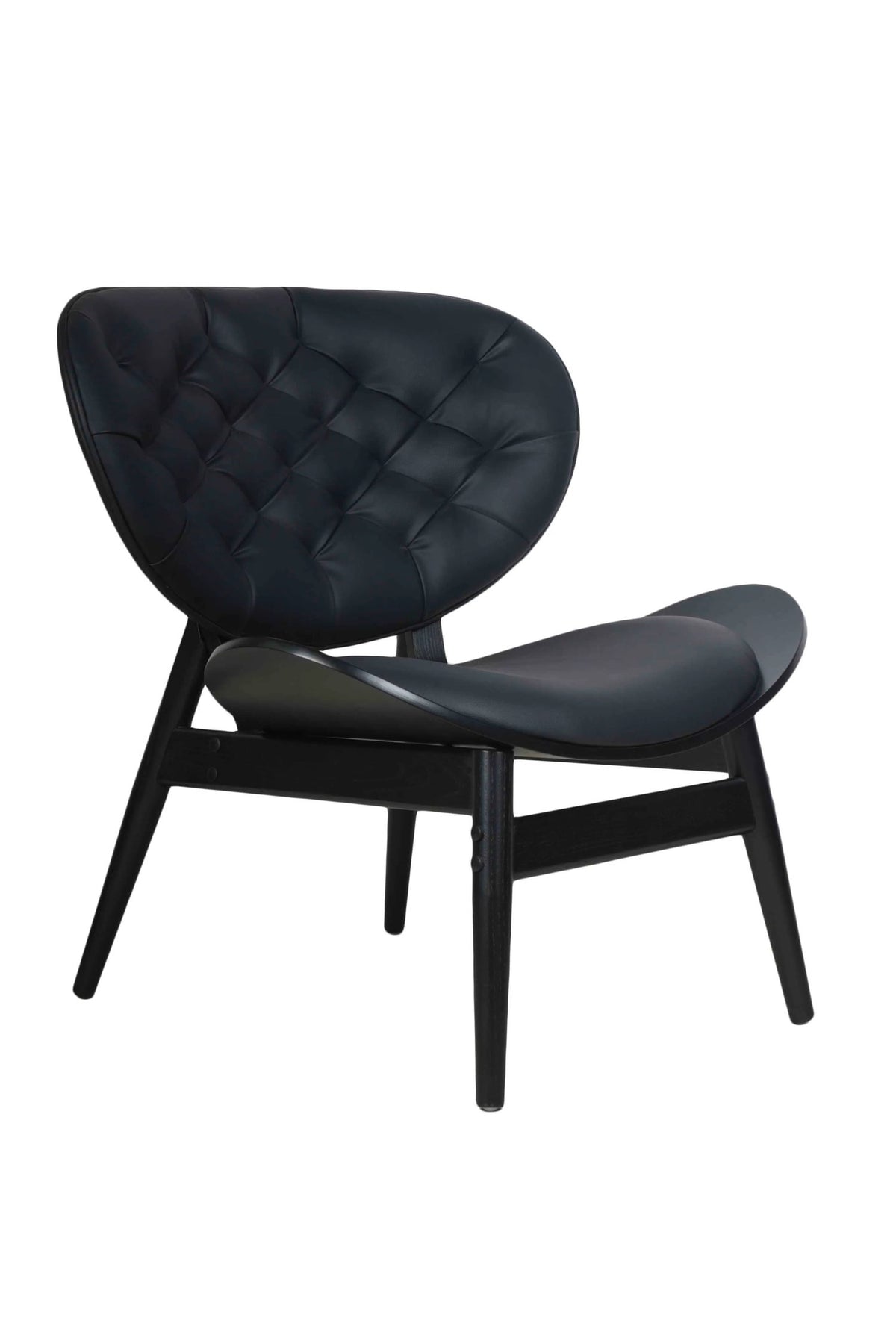 Harrogate Black Leather Effect Chair with Elm Wood Frame (W79cm)