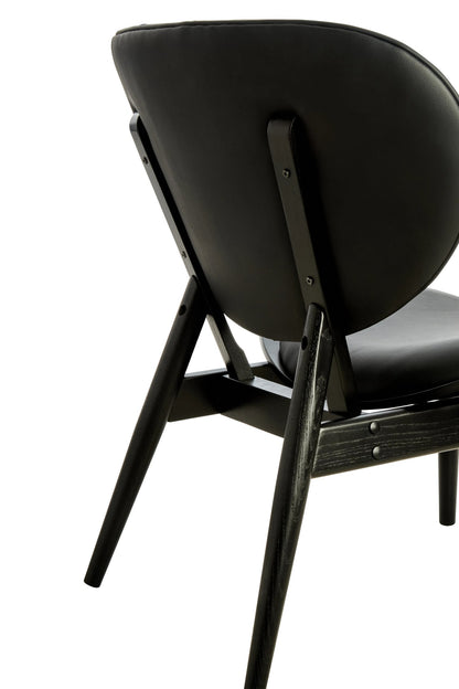 Harrogate Black Leather Effect Chair with Elm Wood Frame (W79cm)
