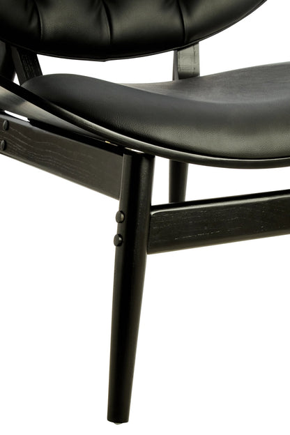 Harrogate Black Leather Effect Chair with Elm Wood Frame (W79cm)