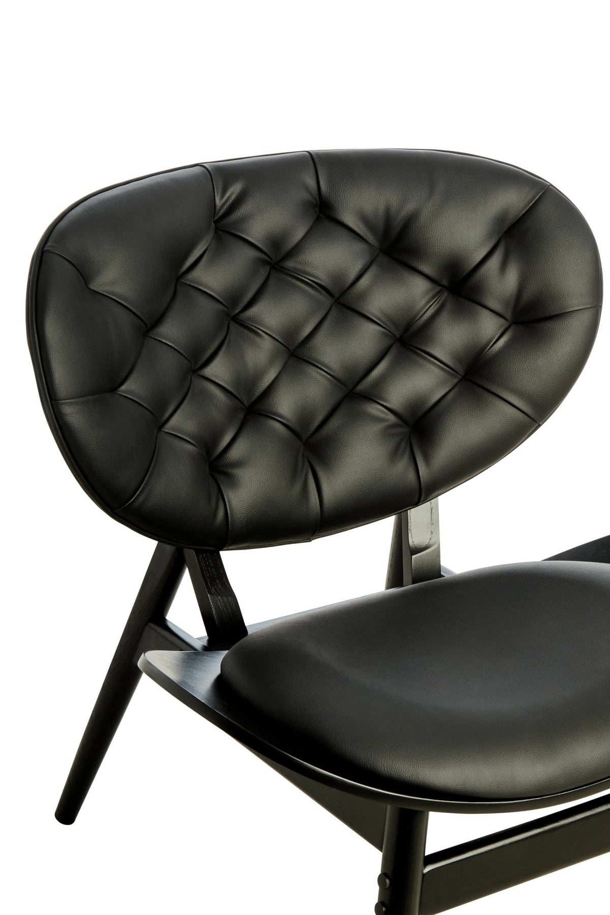 Harrogate Black Leather Effect Chair with Elm Wood Frame (W79cm)