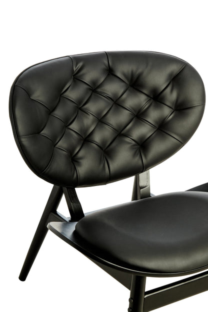 Harrogate Black Leather Effect Chair with Elm Wood Frame (W79cm)