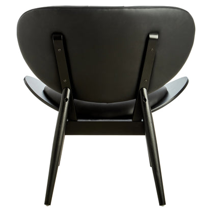 Harrogate Black Leather Effect Chair with Elm Wood Frame (W79cm)