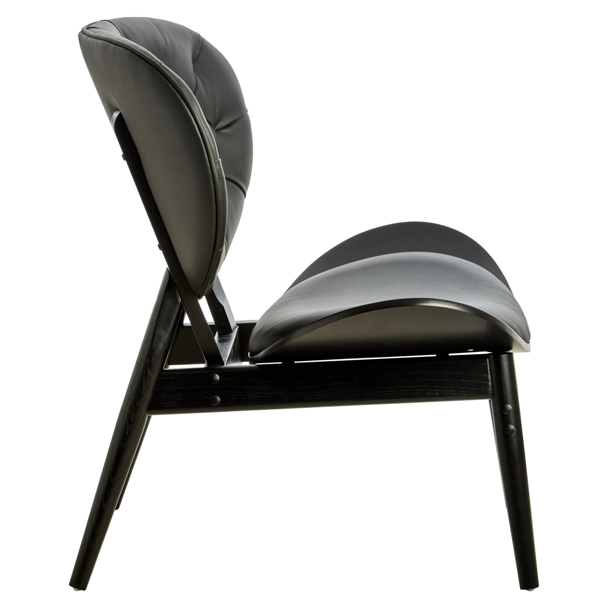 Harrogate Black Leather Effect Chair with Elm Wood Frame (W79cm)