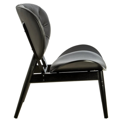 Harrogate Black Leather Effect Chair with Elm Wood Frame (W79cm)