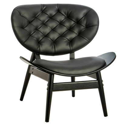 Harrogate Black Leather Effect Chair with Elm Wood Frame (W79cm)