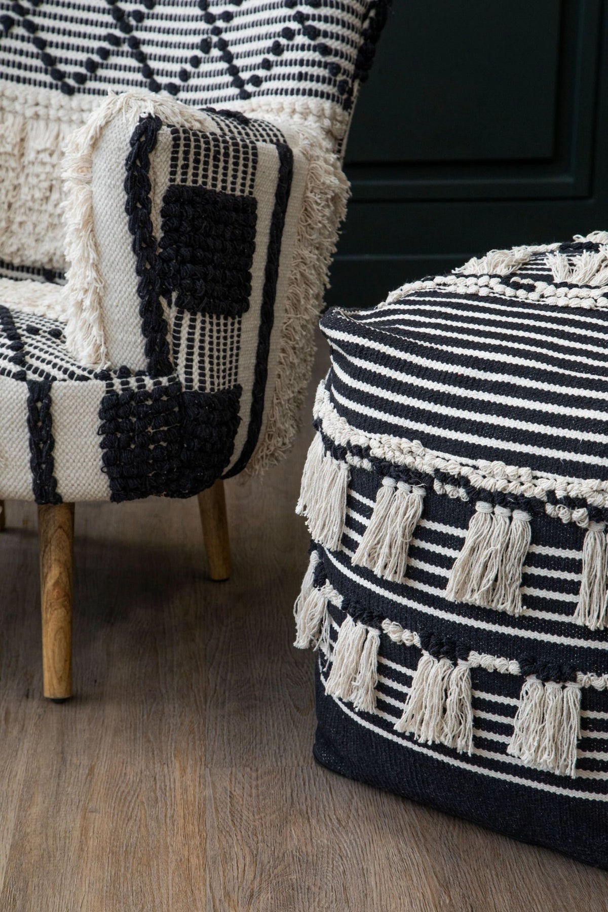 Granada Black and White Shaggy Berber Style Armchair