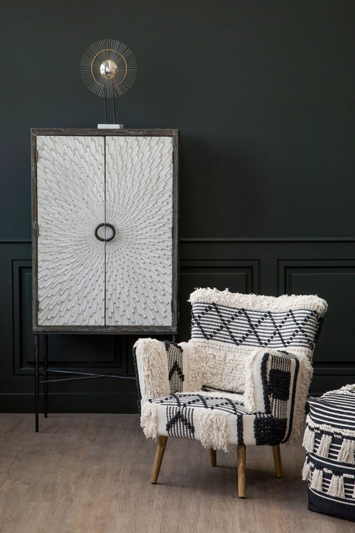 Granada Black and White Shaggy Berber Style Armchair