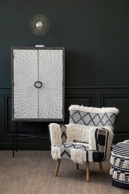 Granada Black and White Shaggy Berber Style Armchair