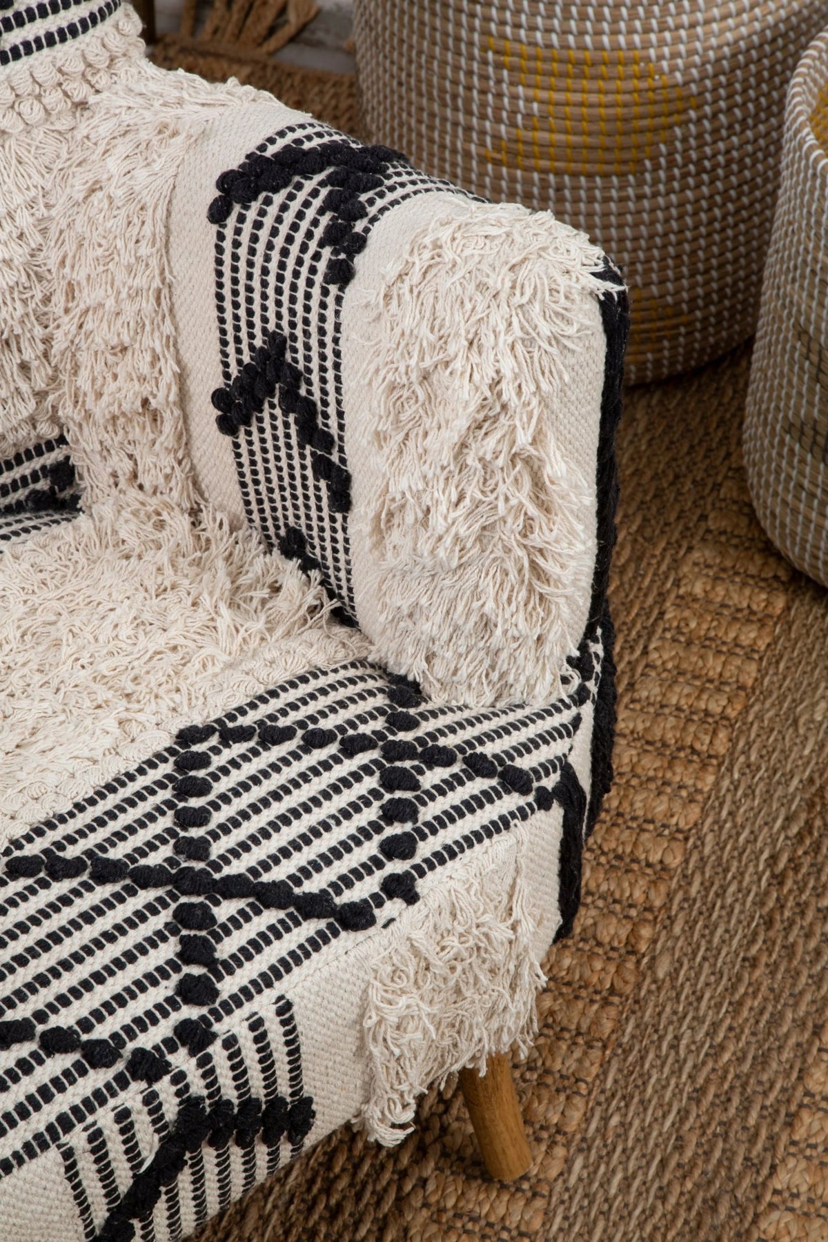 Granada Black and White Shaggy Berber Style Armchair
