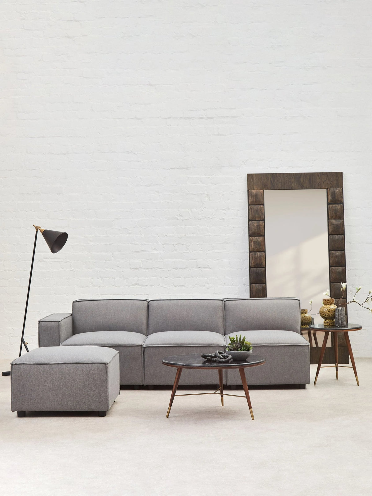 Marylebone Grey Fabric Modular Ottoman