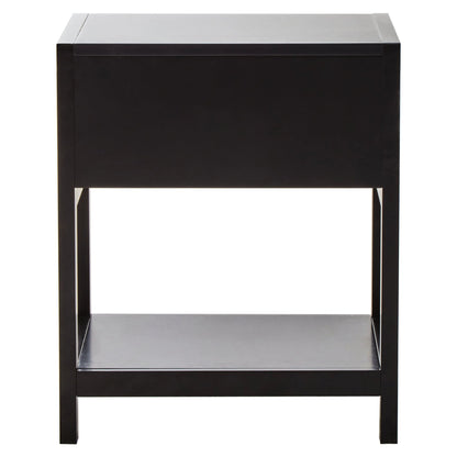 Como Black Finish and Natural Rattan One Drawer Bedside Table