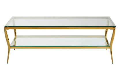 Downham Glass Top Two Tier Coffee Table with Gold Frame