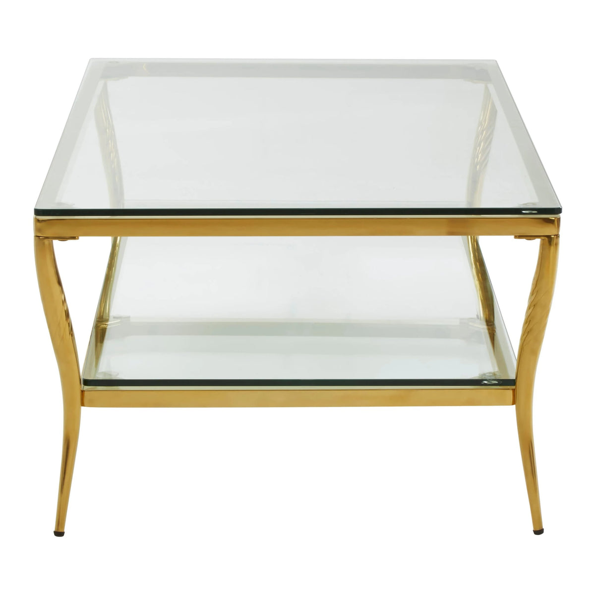 Downham Glass Top Two Tier Coffee Table with Gold Frame
