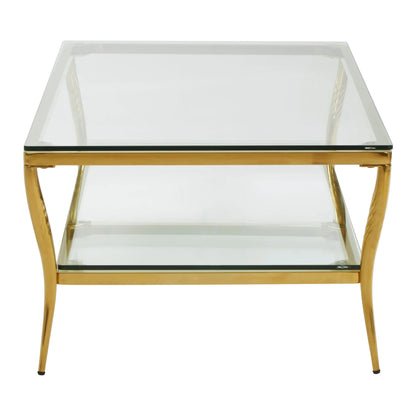 Downham Glass Top Two Tier Coffee Table with Gold Frame