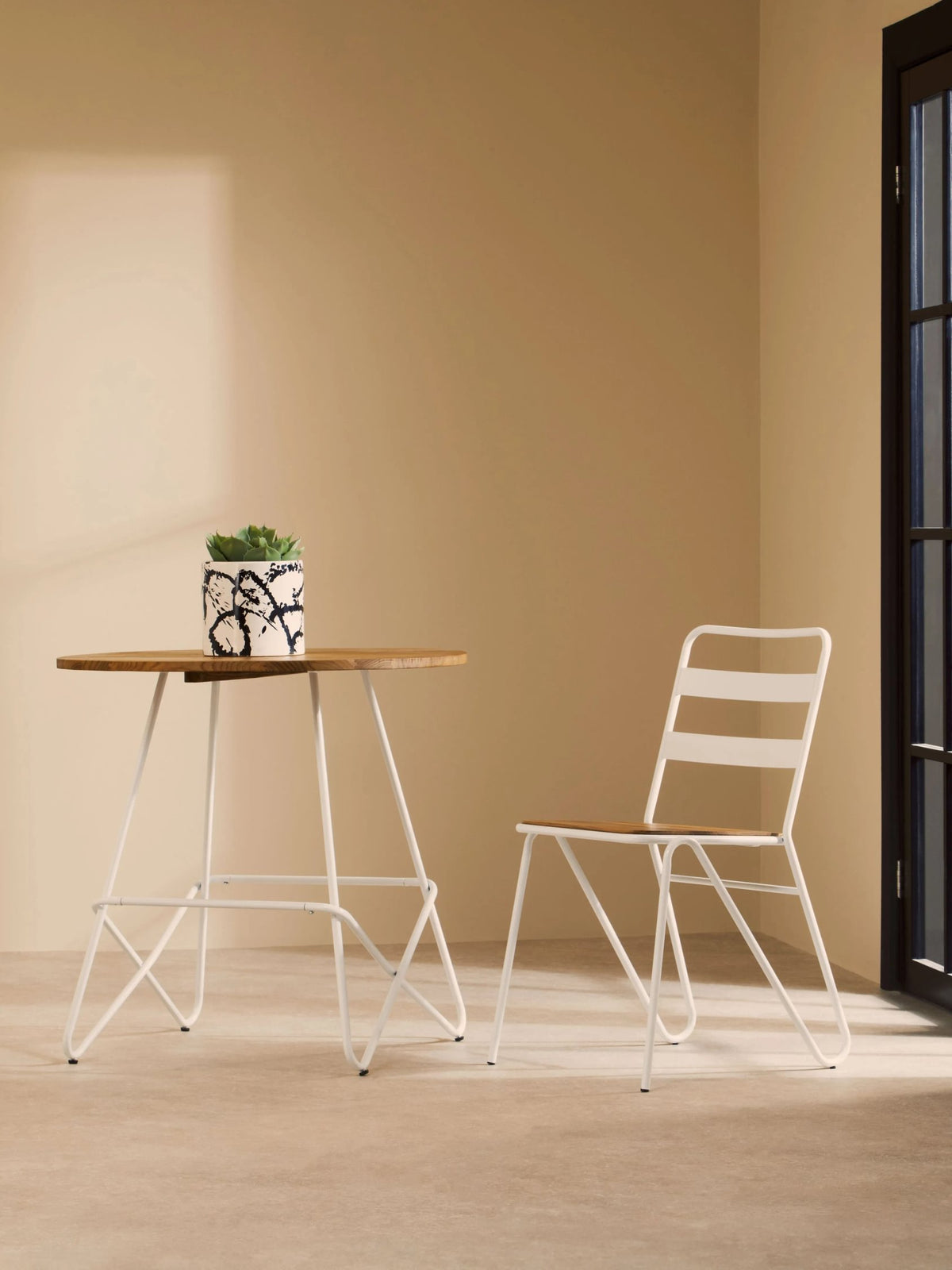Madison Metal and Elm Wood Chair #colour_white