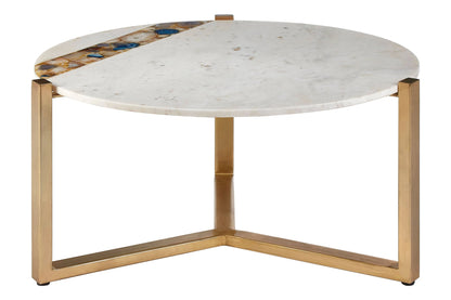 Lichfield White Marble with Agate Round Coffee Table 