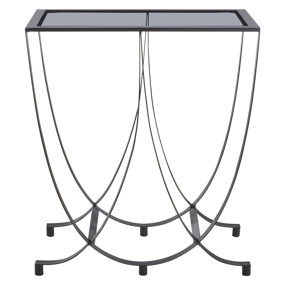 Bath Black Console Table with Grey Glass Top