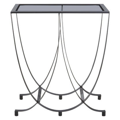 Bath Black Console Table with Grey Glass Top