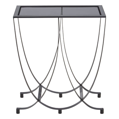 Bath Black Console Table with Grey Glass Top