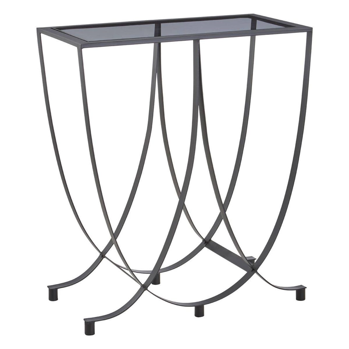 Bath Black Console Table with Grey Glass Top