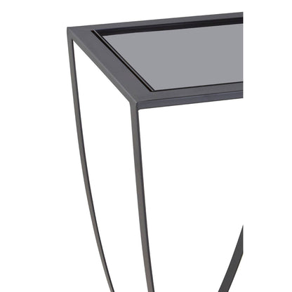 Bath Black Console Table with Grey Glass Top