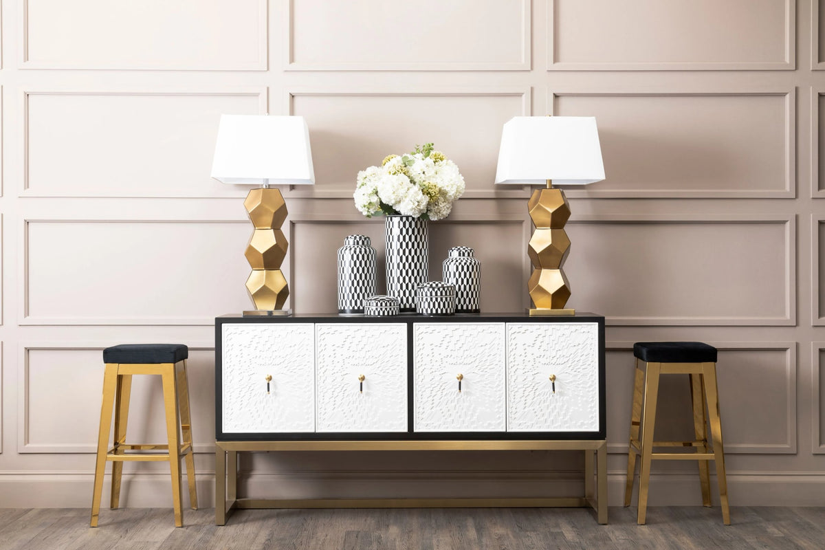Cambridge Black and White Four Door Sideboard