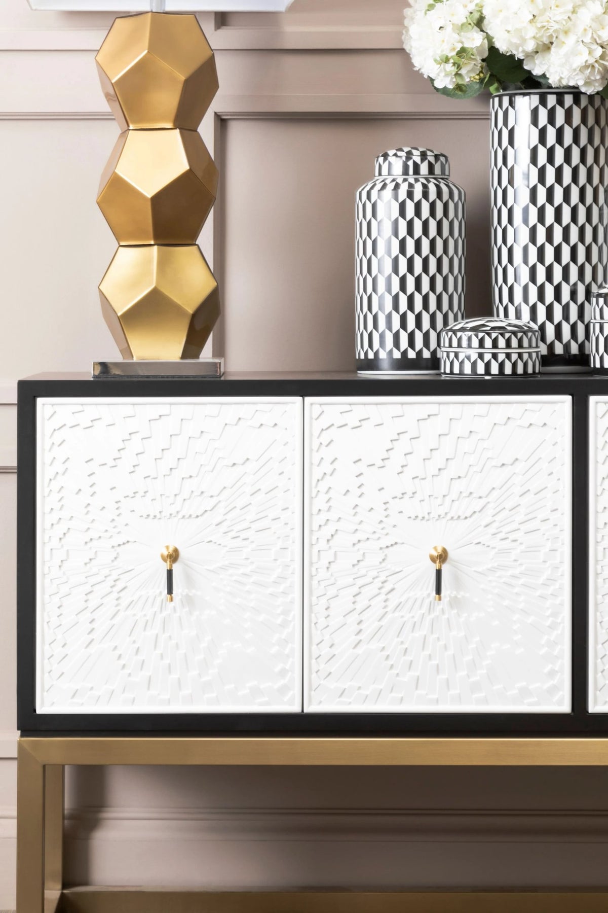 Cambridge Black and White Four Door Sideboard