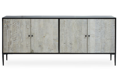 Chester Grey Wash Recycled Pine Wood 4 Door Sideboard