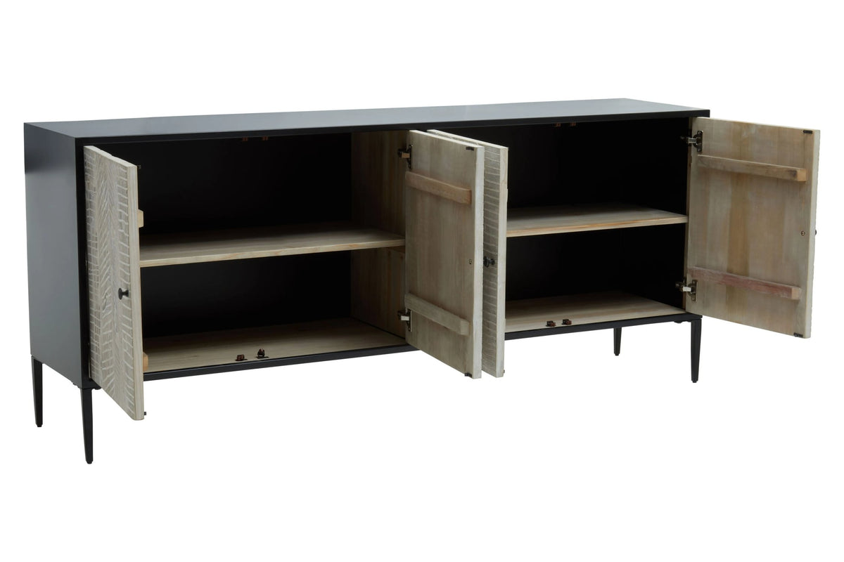 Chester Grey Wash Recycled Pine Wood 4 Door Sideboard