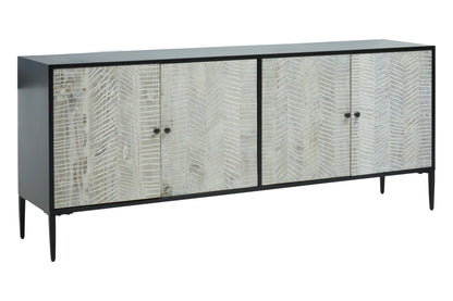 Chester Grey Wash Recycled Pine Wood 4 Door Sideboard