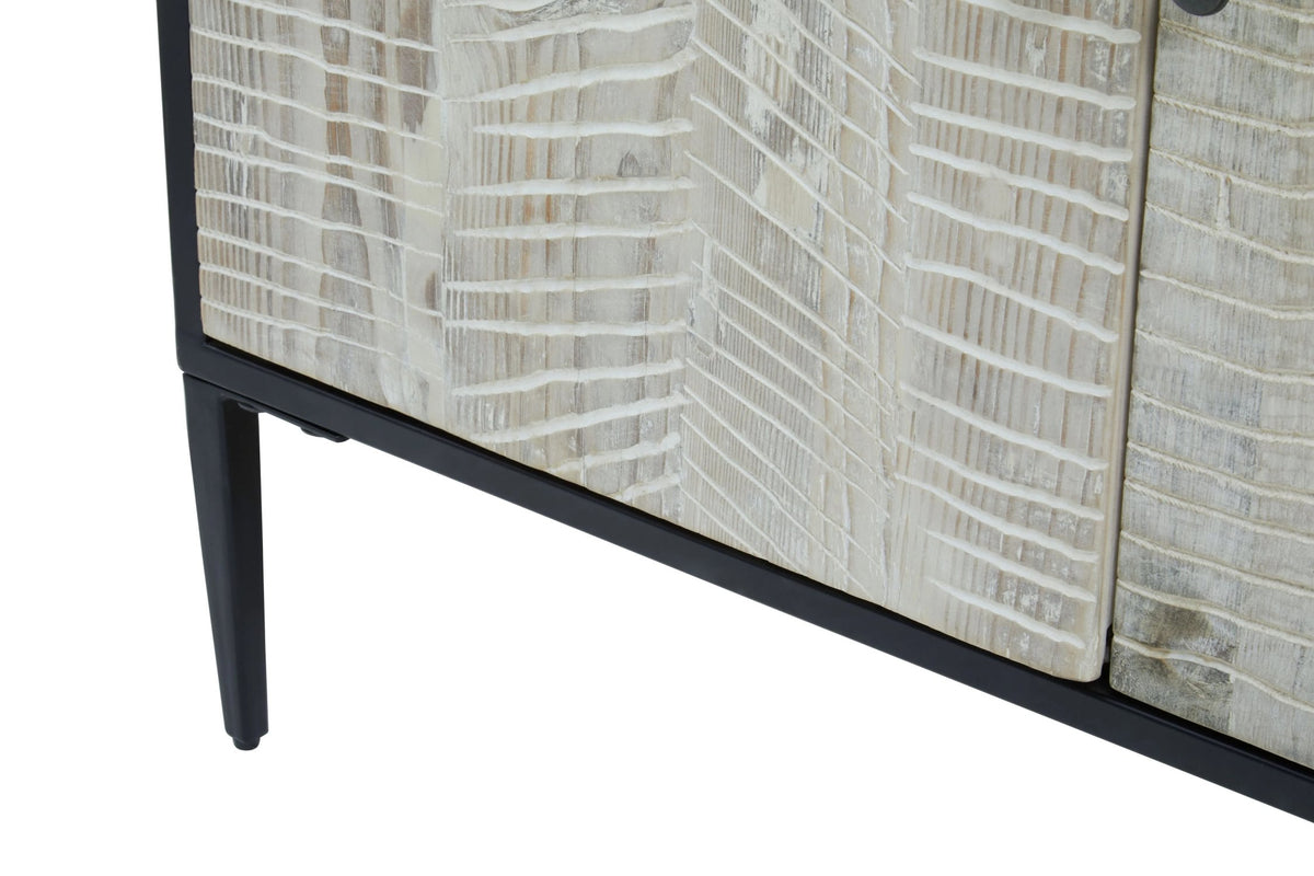 Chester Grey Wash Recycled Pine Wood 4 Door Sideboard