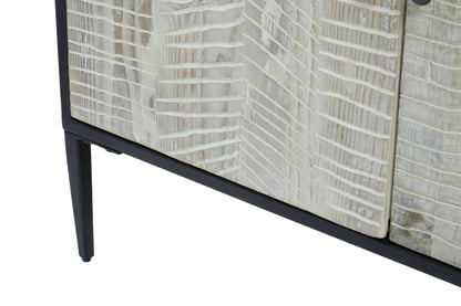 Chester Grey Wash Recycled Pine Wood 4 Door Sideboard