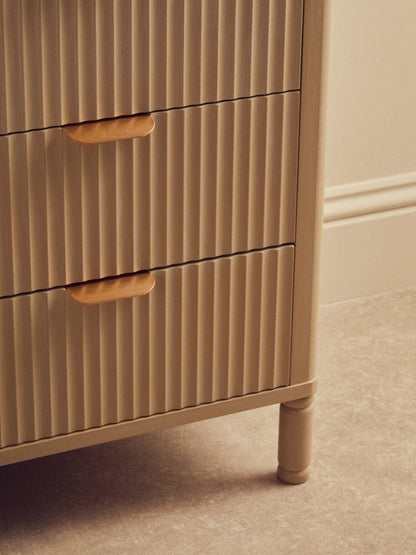 Savoy Reed Detail Taupe Three Drawer Wooden Chest