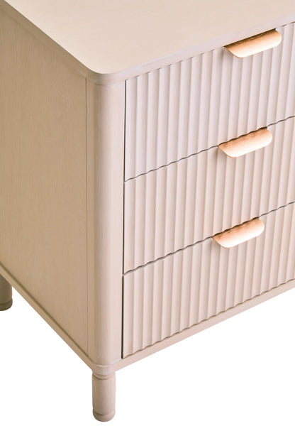 Savoy Reed Detail Taupe Three Drawer Wooden Chest