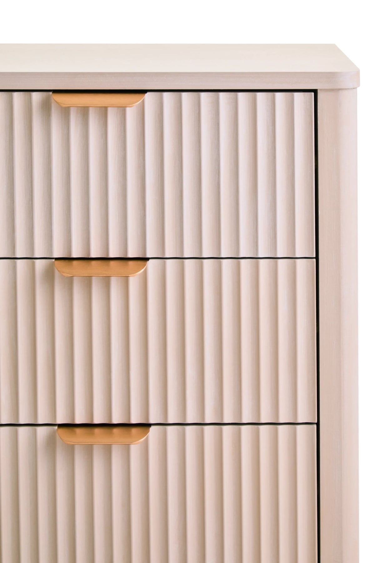 Savoy Reed Detail Taupe Three Drawer Wooden Chest