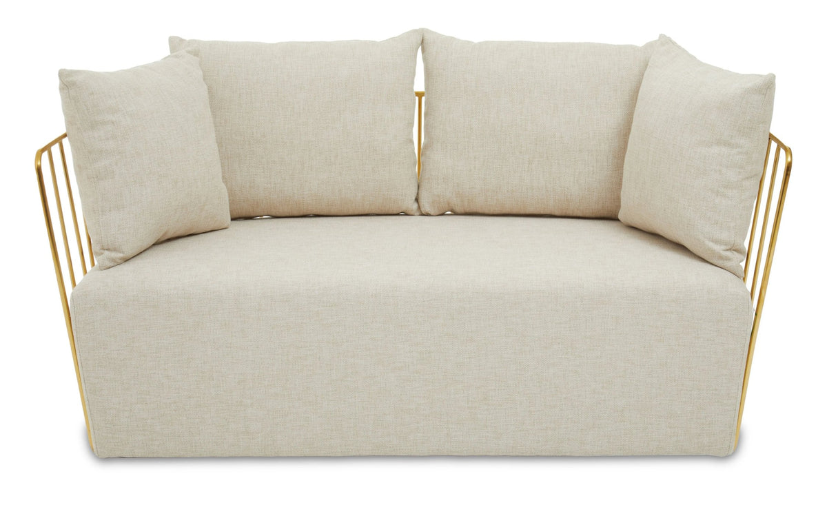 Devon Fabric and Gold Frame Seat Sofa #colour_natural