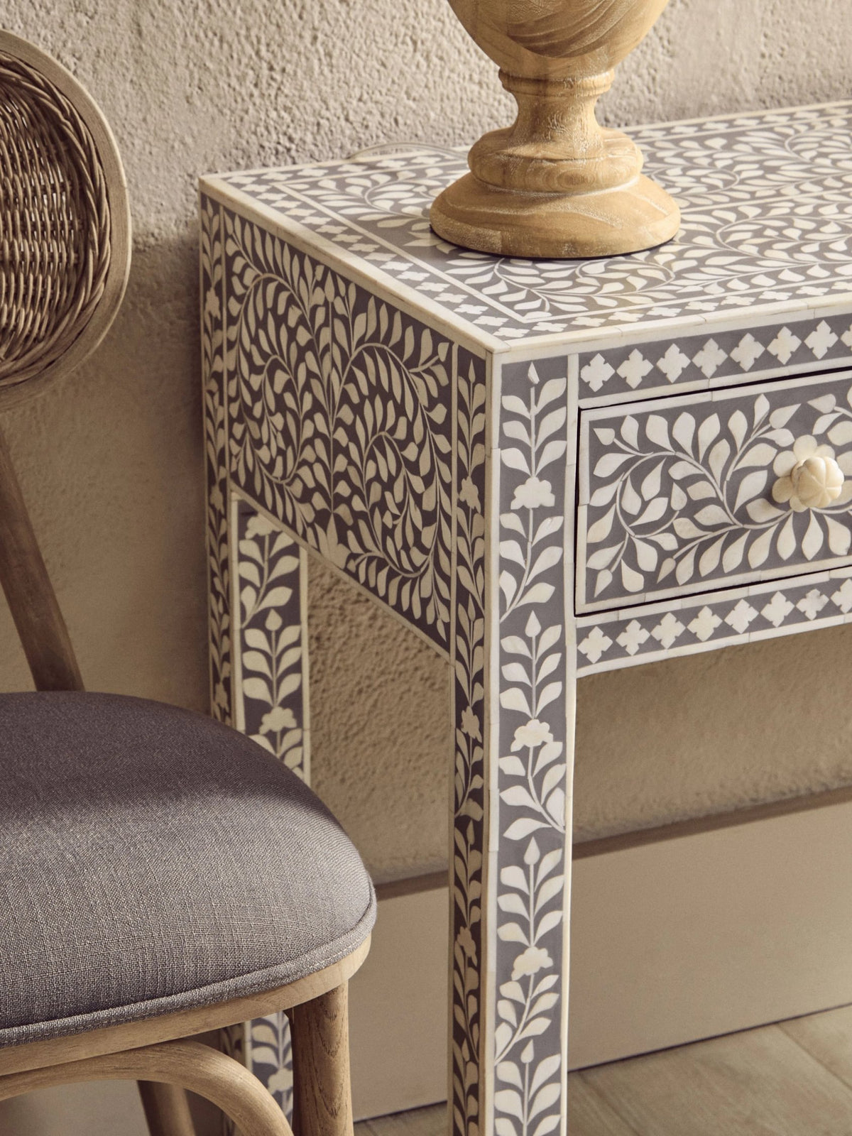 Porto Bone Inlay Desk with 3 Drawers