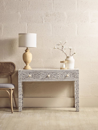 Porto Bone Inlay Desk with 3 Drawers