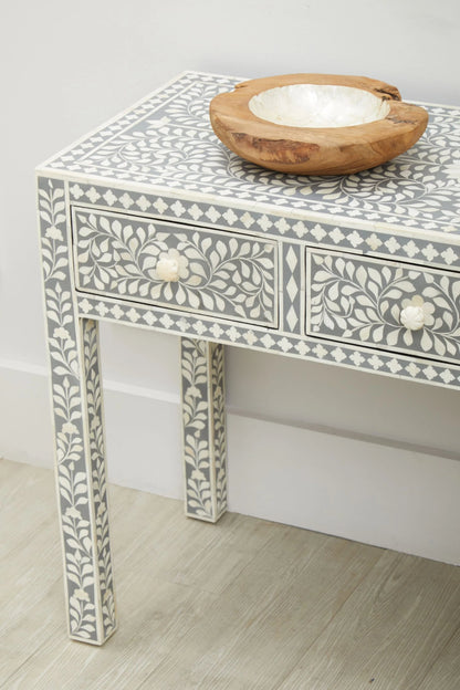 Porto Bone Inlay Desk with 3 Drawers