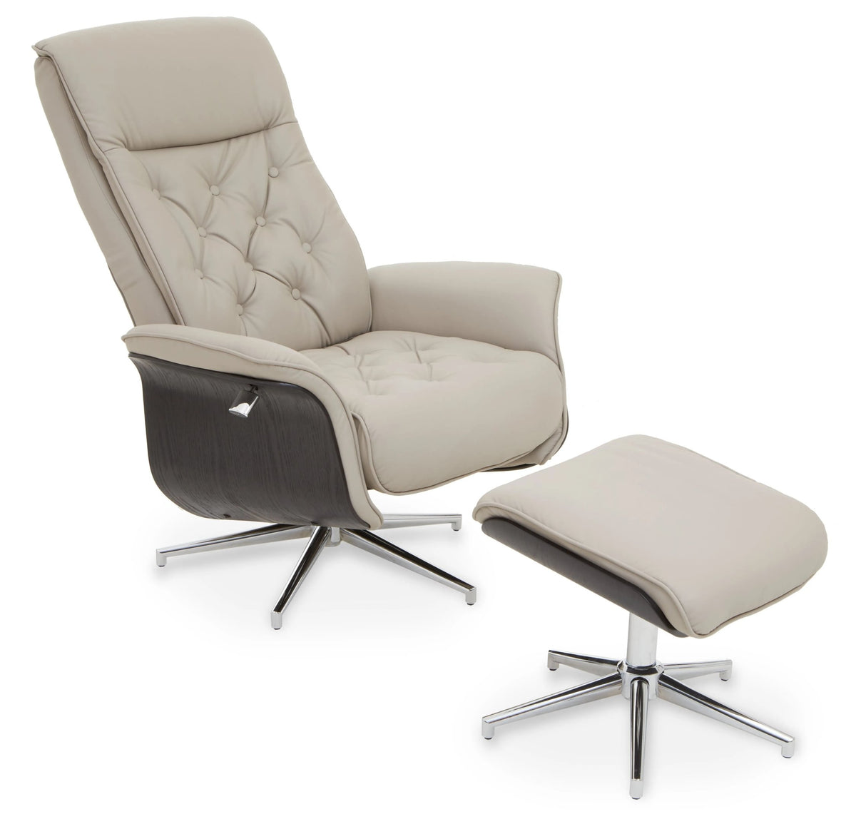 Tring Leather Effect Recliner and Footstool #colour_mink