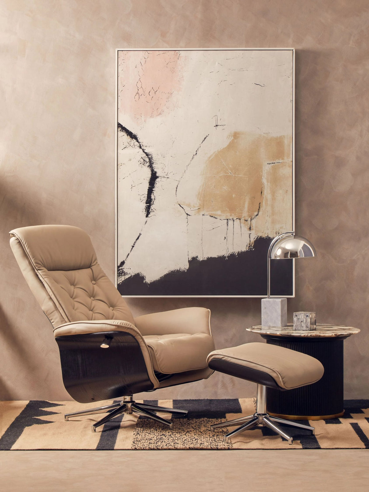 Tring Leather Effect Recliner and Footstool 