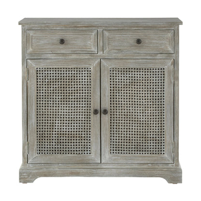 Savoy Grey Wash Rattan and Wooden Two Door Sideboard