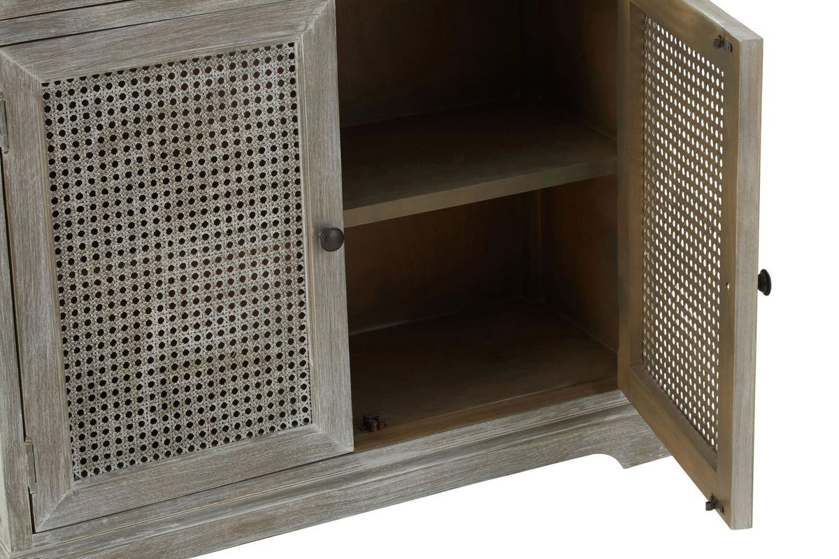 Savoy Grey Wash Rattan and Wooden Two Door Sideboard