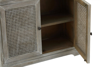 Savoy Grey Wash Rattan and Wooden Two Door Sideboard